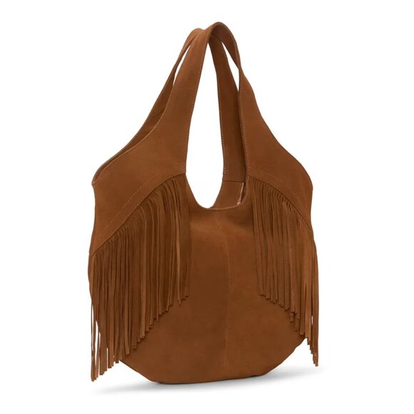 NWT $228 LUCKY BRAND Nyra Fringe Suede Tote Bag in Honey Tan Brown Western Boho - Picture 3 of 4